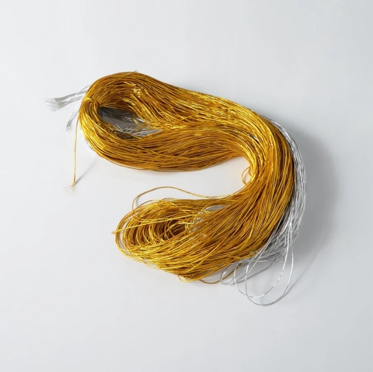 Wholesale DIY narrow macrame gold and silver metalli elastic cord decorative rope braiding