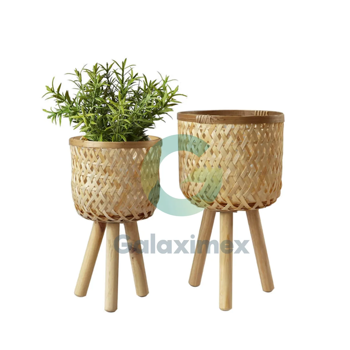 Набор из 2 натуральных бамбуковых горшков для растений в помещении или на улице со съемными ножками легкой доставки 2023