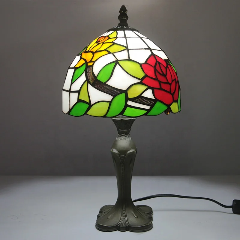 LongHuiJing Tiffany Stained Glass table lamp Bar Restaurant Crystal desk Lamps Mediterranean Blue Dragonfly Light