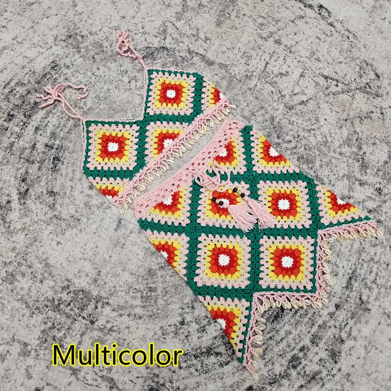 Вязаное бикини ручной работы пляжная мини юбка ракушка Купальная комплект