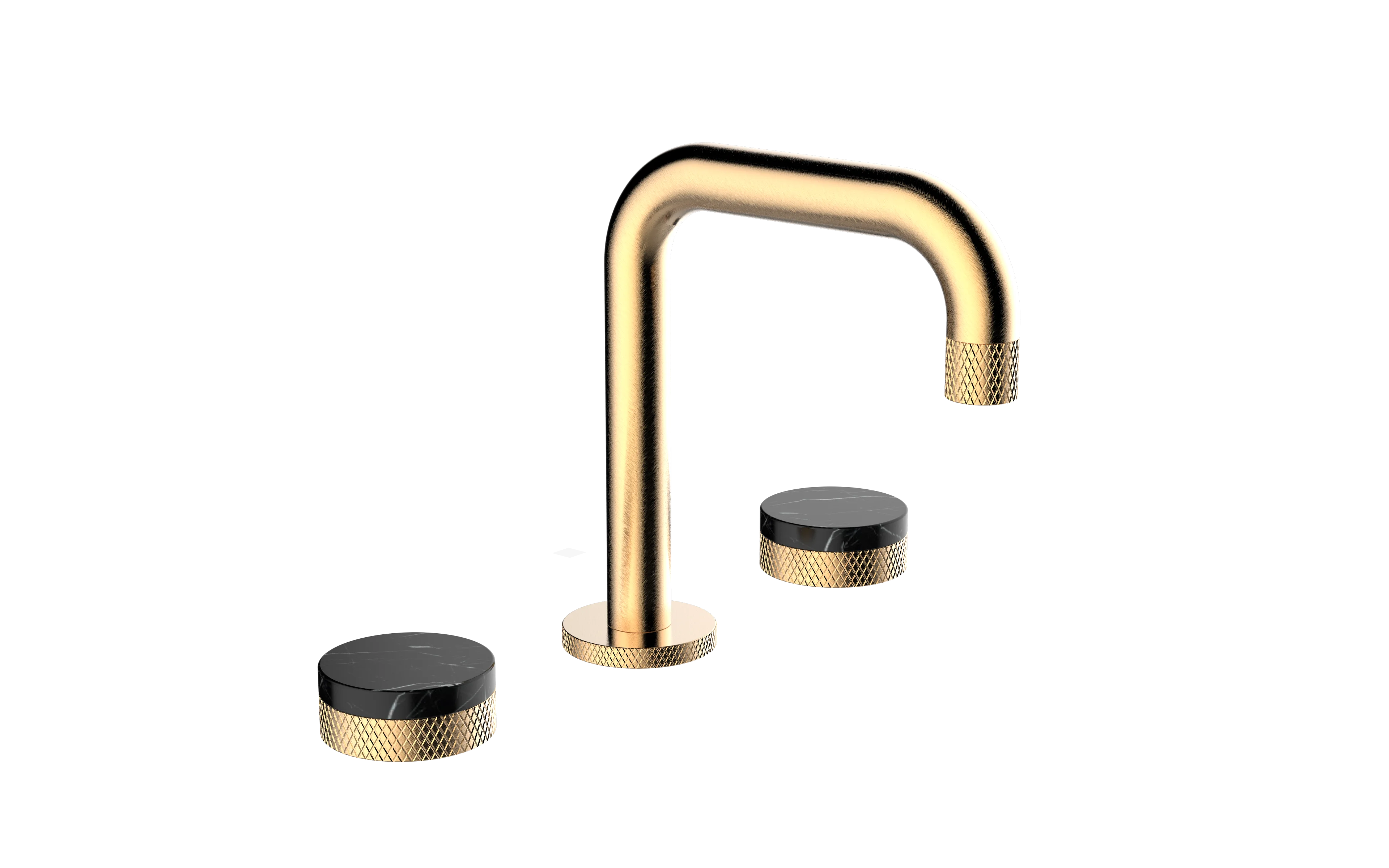 
matte black Wall Mounted three hole basin faucet with marble handle gold color faucet three hole bathroom taps faucet tapware 