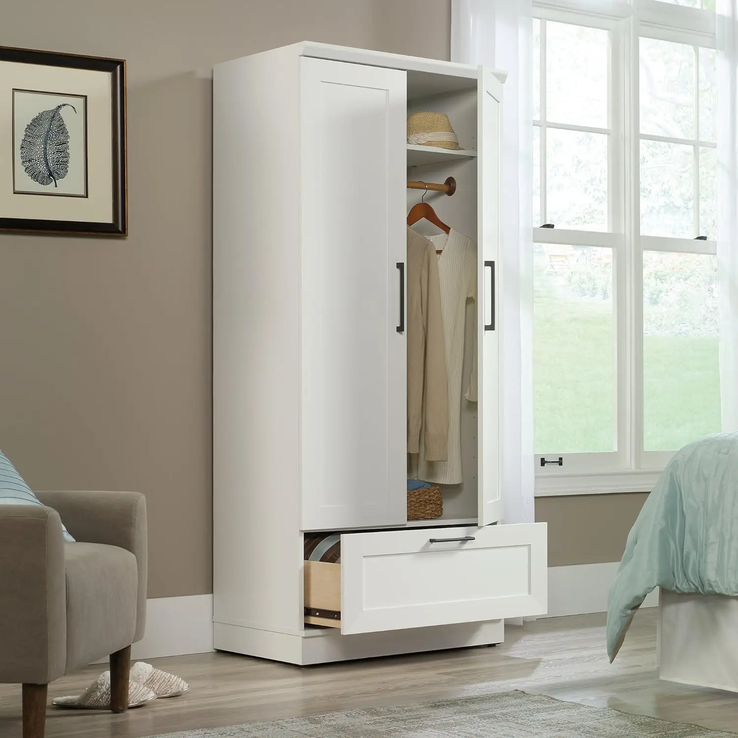 Sauder HomePlus Wardrobe\/Pantry cabinets, L: 29.06#34; x W: 20.95#; x H: 71.18#;, Soft White