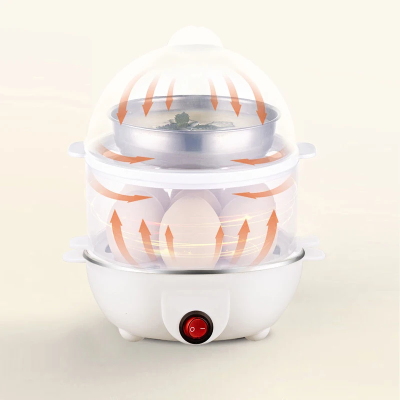 Two-Layer Automatic Electric Egg Cooker and Food Steamer Household Plastic Housing Steam Heating Function