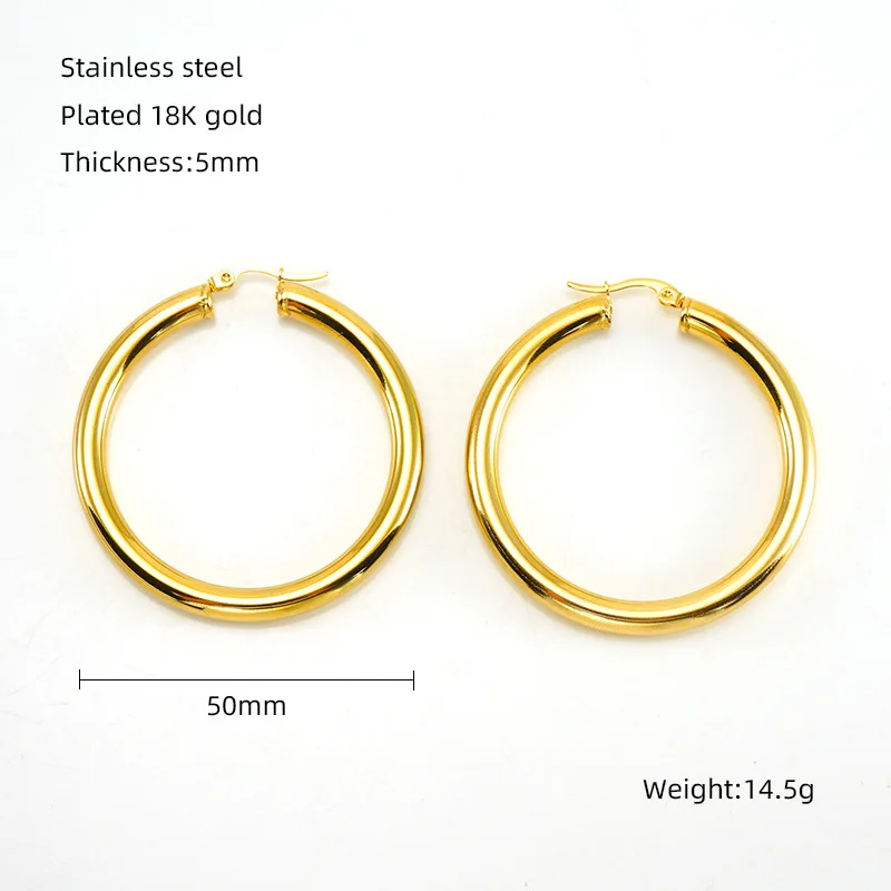 High End Fashion Stainless Steel Jewelry New Trendy Ear Ring 18k Gold Plated Big Tube Channel Hoop Earrings For Women 2022