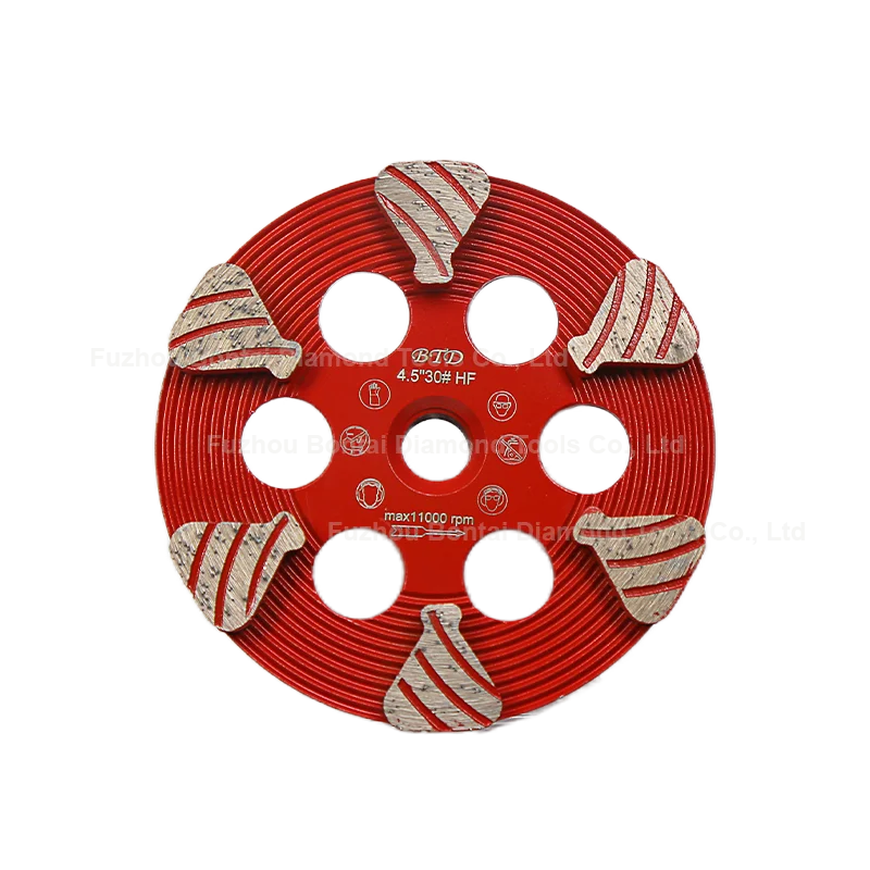 Bontai professional fan-shaped turbo hilty diamond grinding wheels for concrete granite floor 4 5 6 7 inch plate