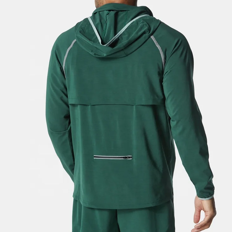 OEM Wholesale Lightweight 100% Polyester Reflective Stripe Full Zip Up Men Gym Sportswear Jacket