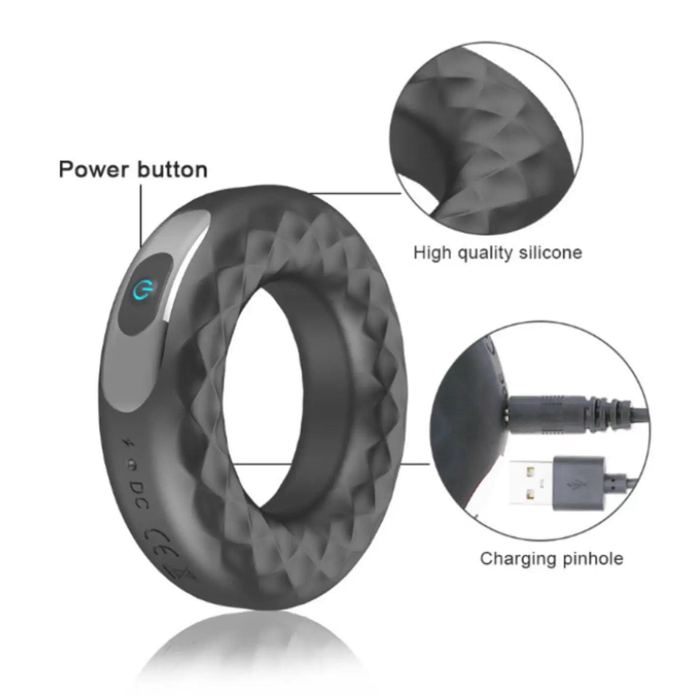 China factory price 10 speeds Silicone Vibration Lock Fine Ring Male Time Delay Masturbation penile ring Sex toy for Man