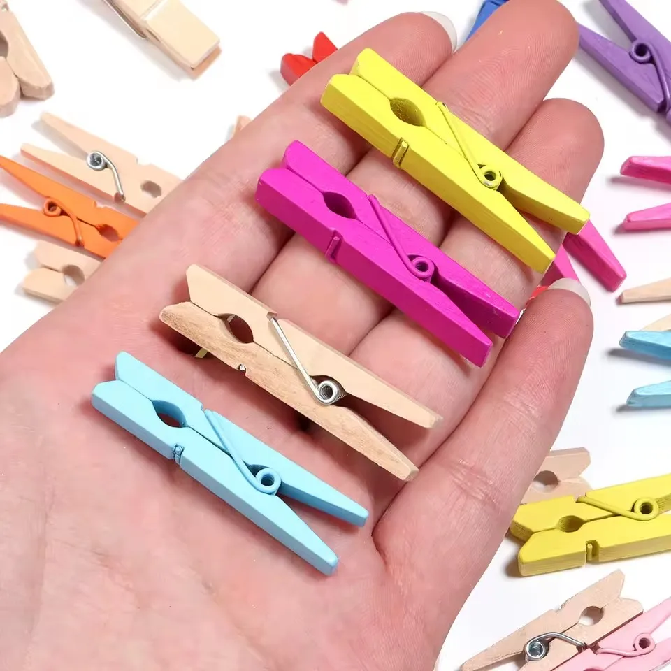 Colored Wooden Clips Multi-size Wood Clamps Multi-use Home Supplies fit DIY Book Photo Clip Garment Sewing Aid Clip