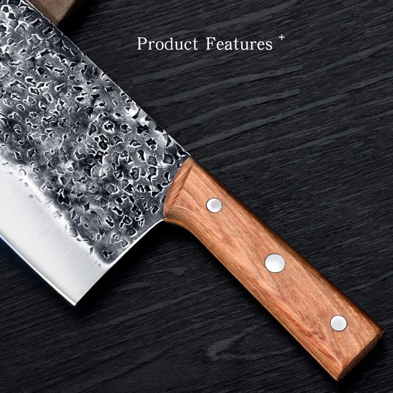 Home kitchen traditional hand forged 5cr15mov cleaver knife butcher for meat bone Chinese Cleaver chopper