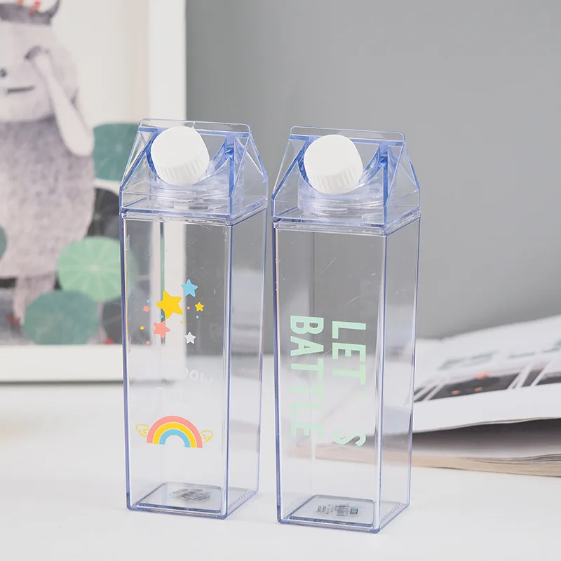 
1000ml Custom Transparent Clear Plastic Milk Carton Water Bottle 
