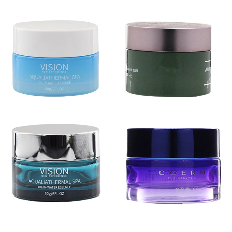 Multi-color optional custom cream glass jar skin care lotion with lid full baking varnish small frosted glass cosmetic jar