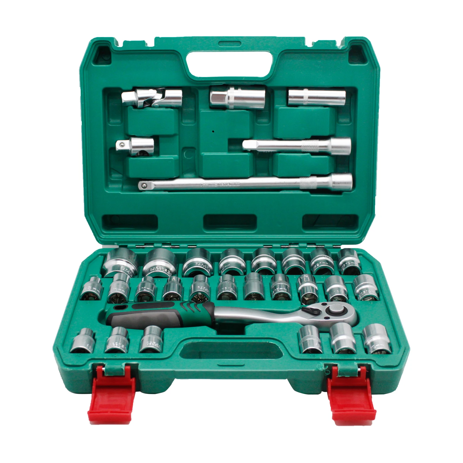 32 Pcs High Quality CR-V Material Auto Repair Socket Sets Adjustable Wrench Socket Tool Set Motorcycles Mechanic Hand Toolbox