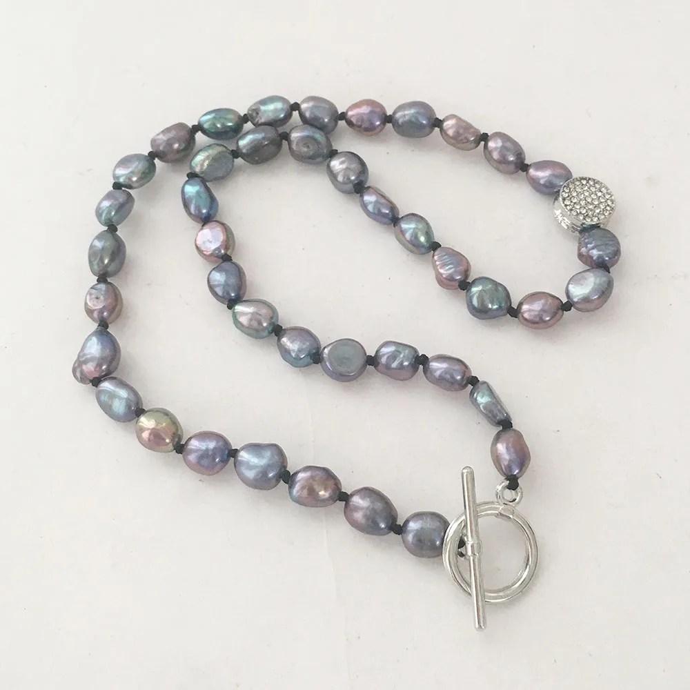 fashion choker necklace ,100%  freshwater pearl ,6.3.-7.3 MM diamond baroque pearl, 7-10 mm length