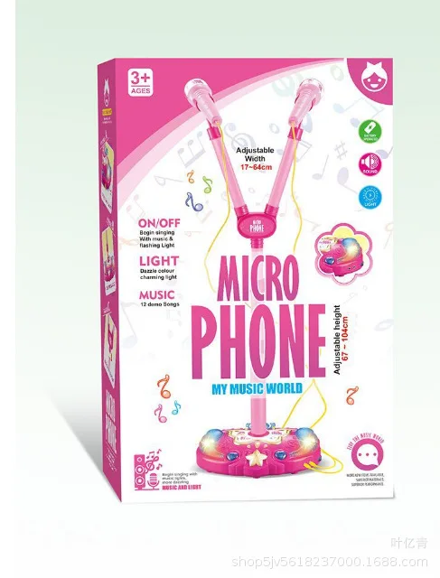 Karaoke Singing Toy Light Music MP3 Function Plastic Instruments Musical Toy Microphone Stand for Kids