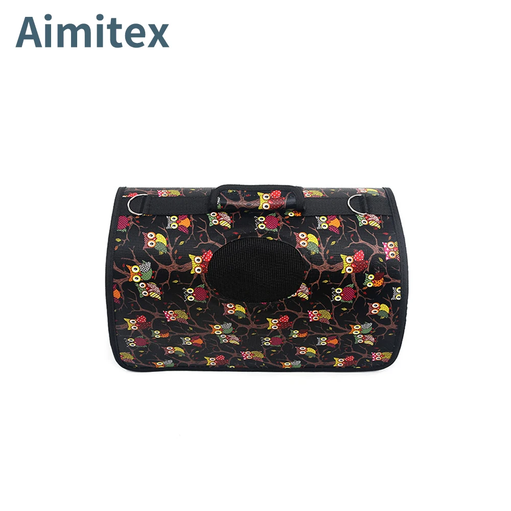 Aimitoy High Quality Foldable Traveling Dog Kennels Portable Cat Bag Owl Printing Dog Breathable Kennels Cages