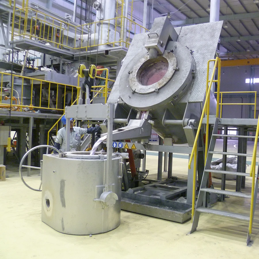 Gas fired aluminum melting and holding crucible furnace