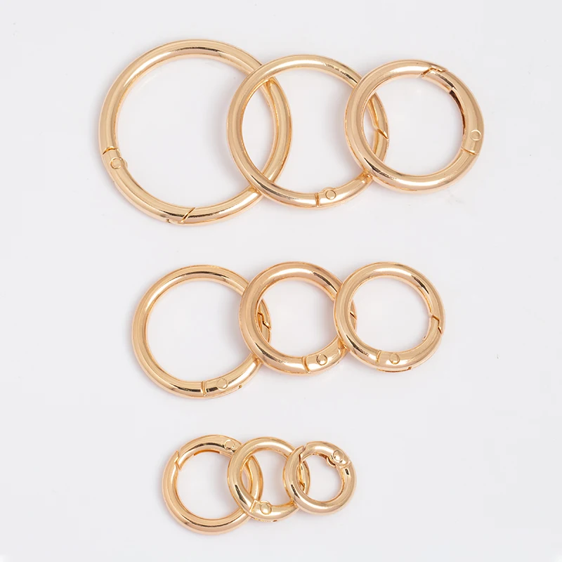 Handmade Metal Circle Snap Carabiner Clip Hook O Ring Spring Gate Clasp Buckle Round Spring Buckle For Handbag