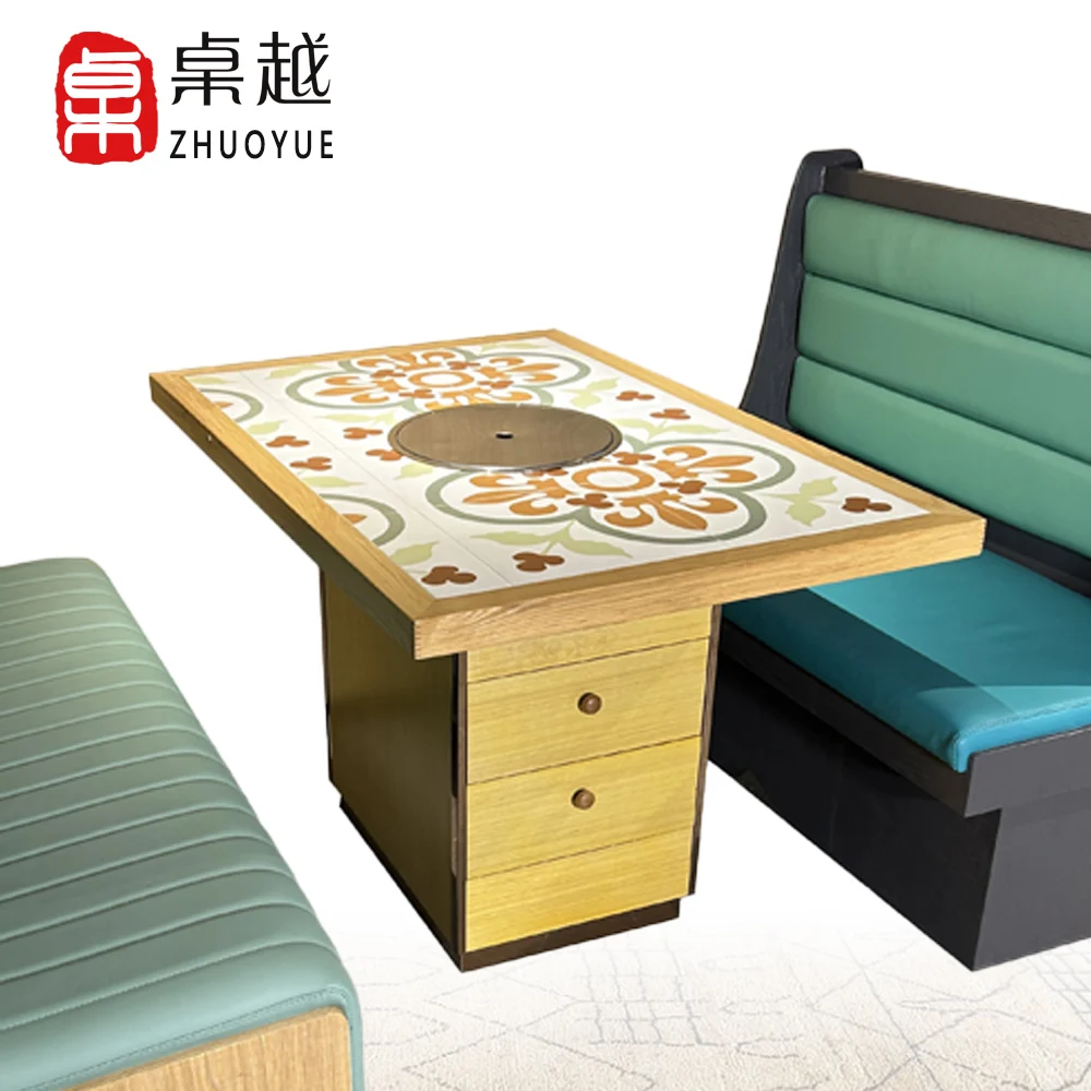 Zhuoyue C66932 instant order japanese Hot pot bbq korean private dining rooms shabu shabu hidden hotpot induction Tables
