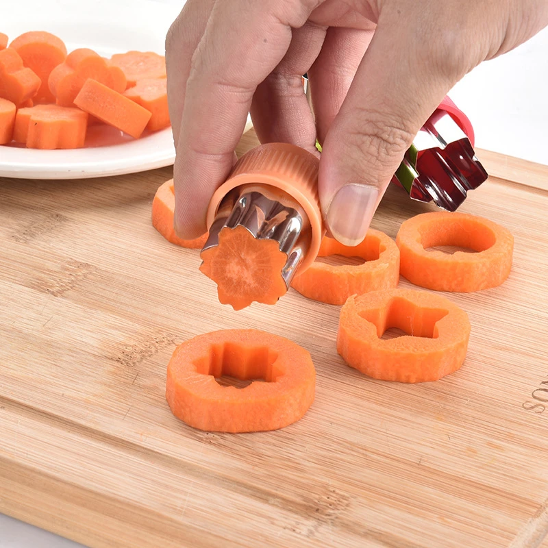 W41 Mini Stainless Steel 3pieces Set PP Hand Guard Biscuit Fruit Cutting Mold Vegetable Cutter Mold