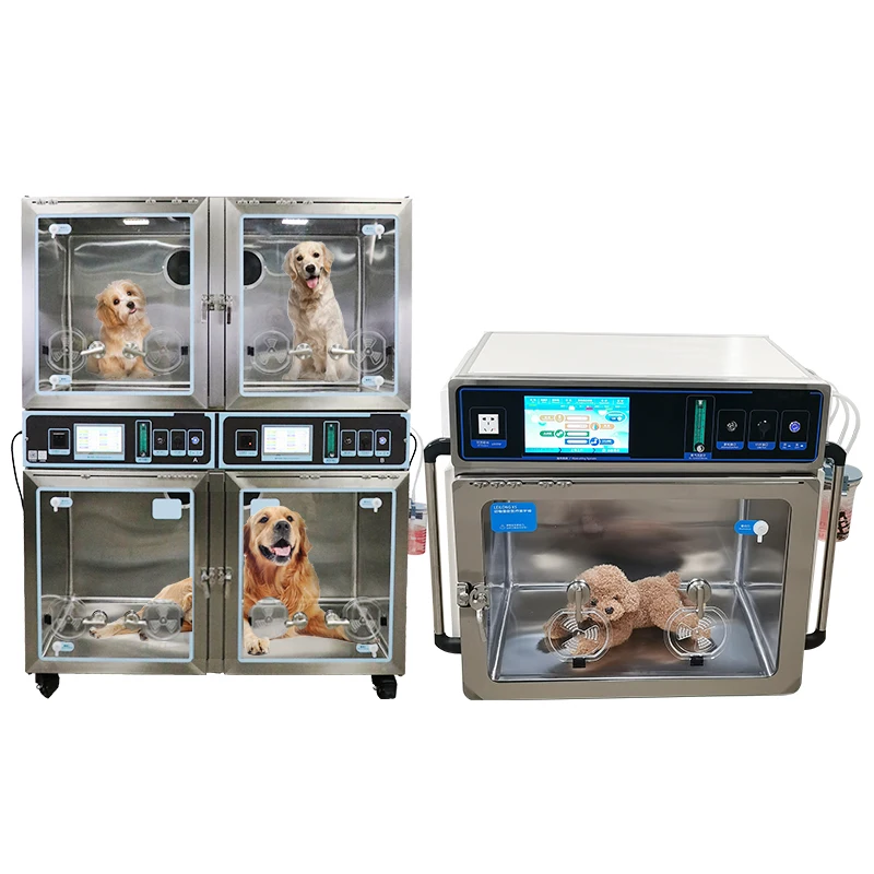 Olive Medical Veterinary Equipment Therapy Stainless Steel Oxygen Animal Pet Dog Cat Care Monitoring Cabin Cage Vet ICU