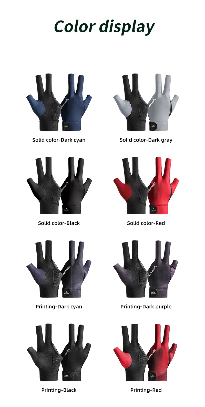 Hot Sales Customized Logo Snooker Glove Man Cue 3 Fingers Billiard Gloves Woman Pool Table Accessories