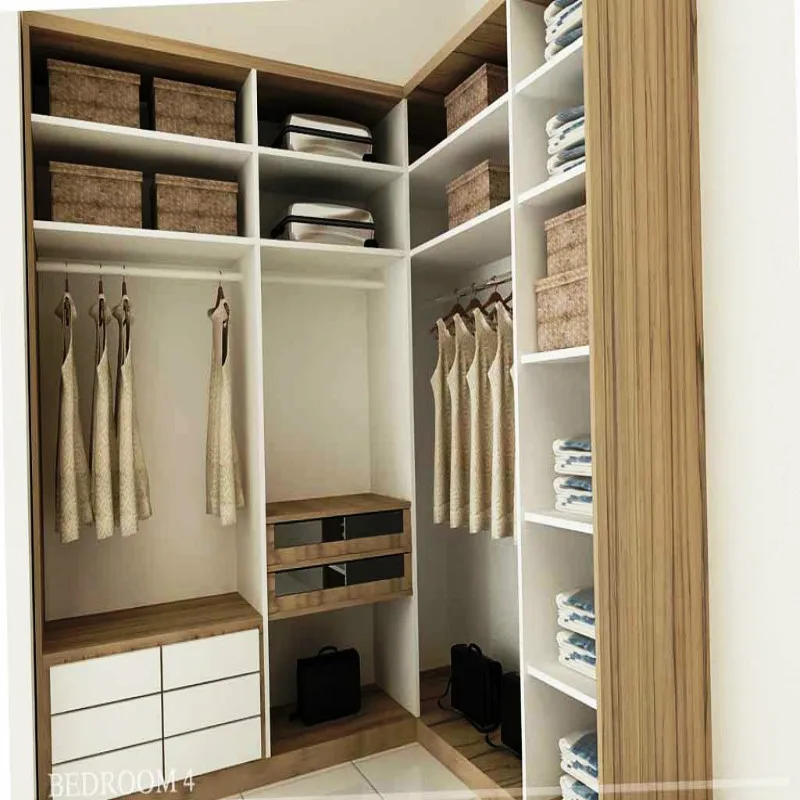 Popular style master bedroom use  Walk in Wardrobe with Drawers and led light