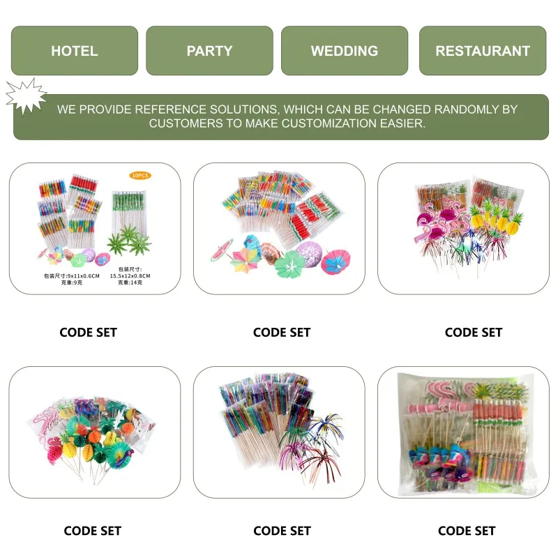 Wholesale Multi Color Mini Decorative Wooden Cocktail Umbrella Toothpicks