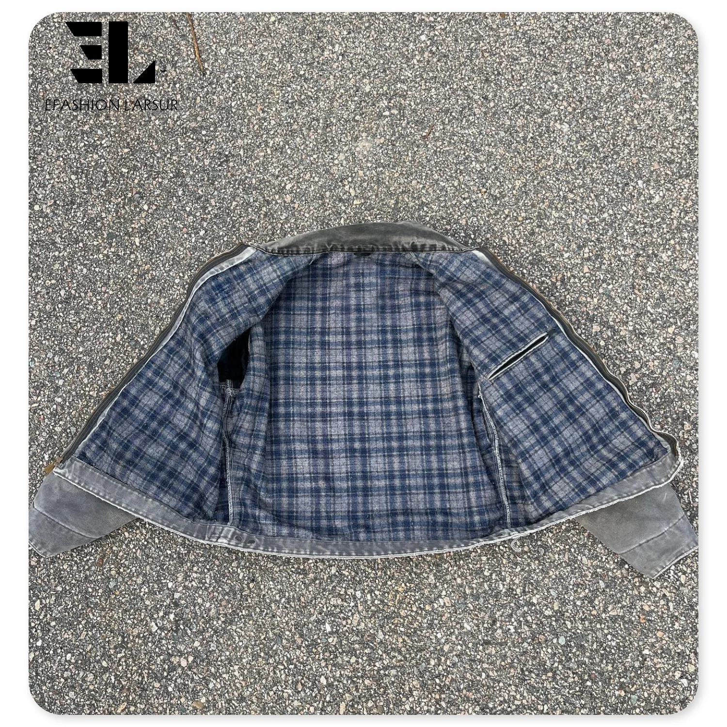 LARSUR Custom distress heavy duck canvas work jacket with lined vintage worker detroit jacket heavyweight carpenter chore jacket