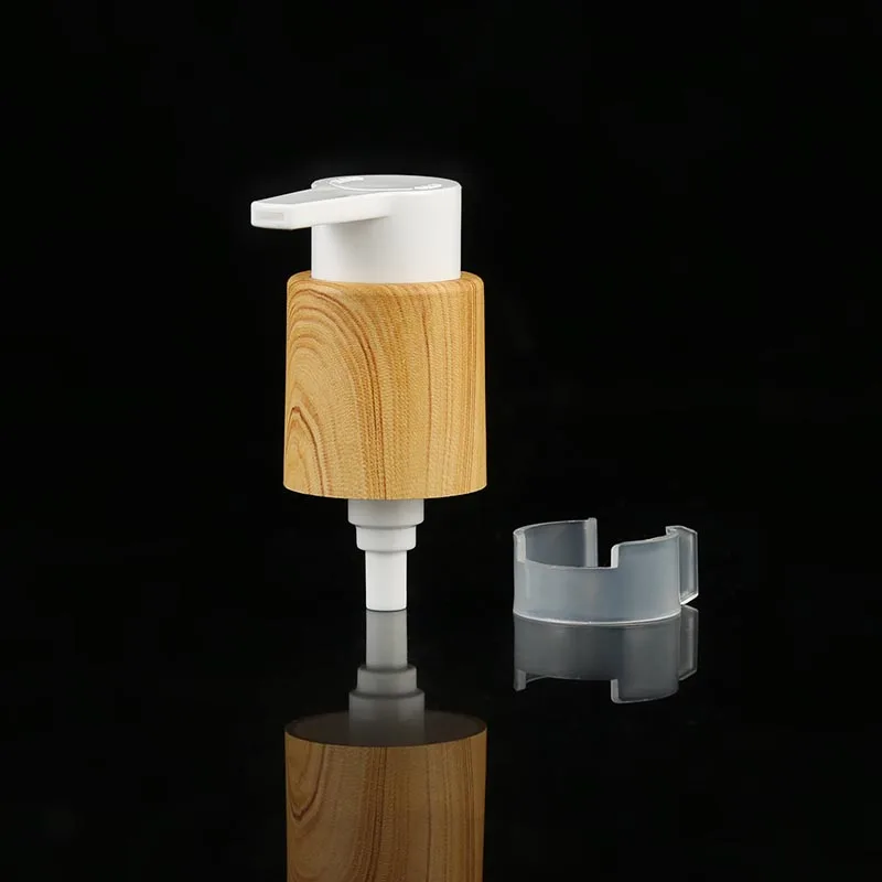 24/410 water transfer print cap wooden look deco  lotion pump 28/410 shampoo pump