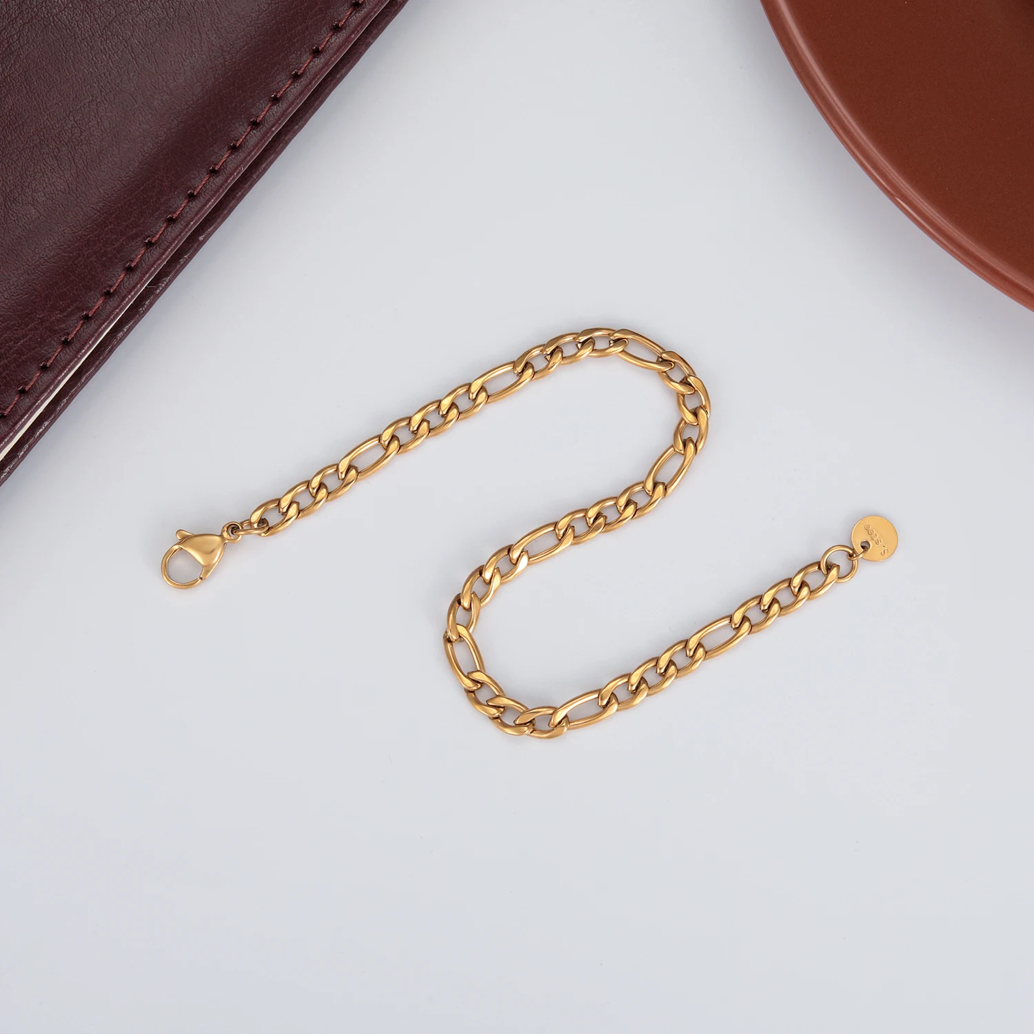 VIANRLA 316L Stainless Steel Bracelet Jewelry 18K Gold PVD plated Humanoid Chain Bracelets