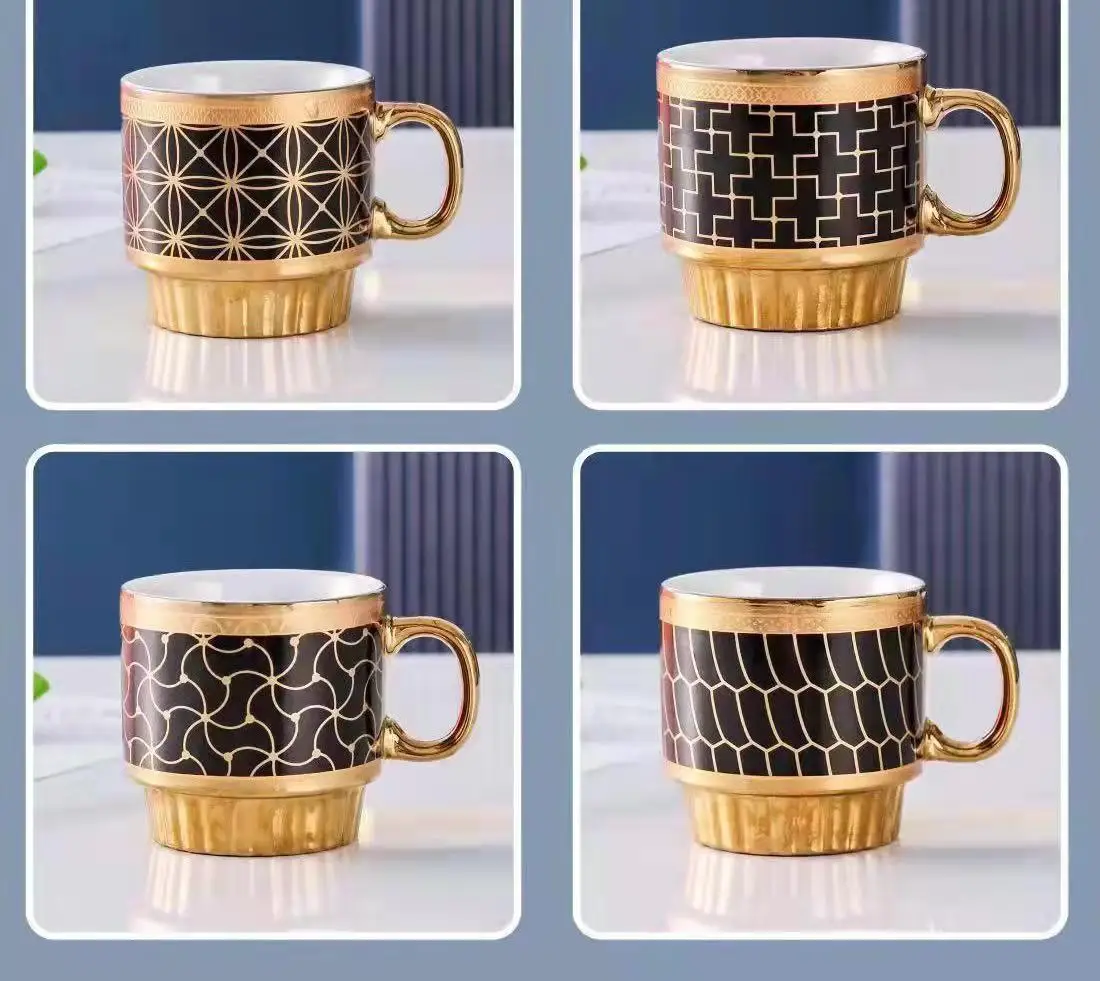 Custom Metal Stand Cheap Espresso Cups Coffee Mug Stackable Stackable Ceramic Mug