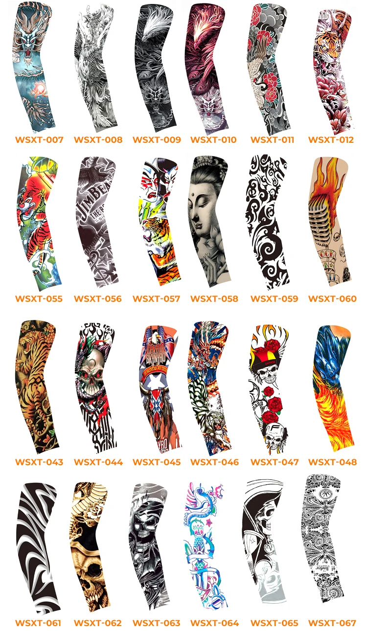 Wholesale Personalized Nylon Sunscreen Anti UV Fashion High Elastic Large Size Breathable Ice  Sleeves Tatoo Arm Sleeve