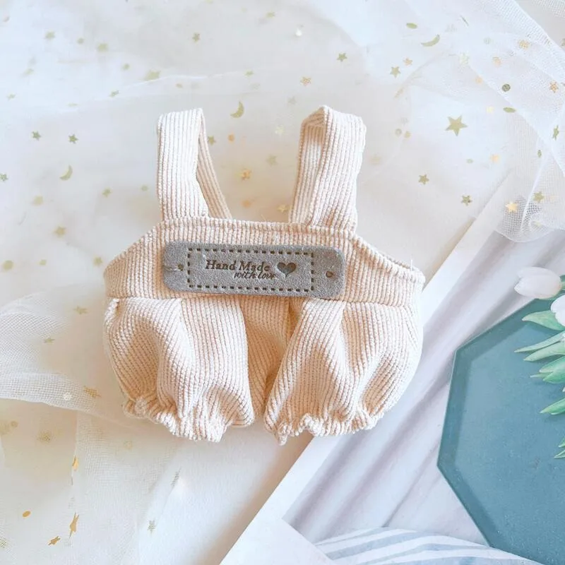 17cm Plushie Doll Clothes Bear Overalls Striped T-shirt Kpop Doll Clothing