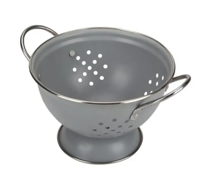 Enamel Steel Colander & Vegetable Strainer, 5 Quart, White