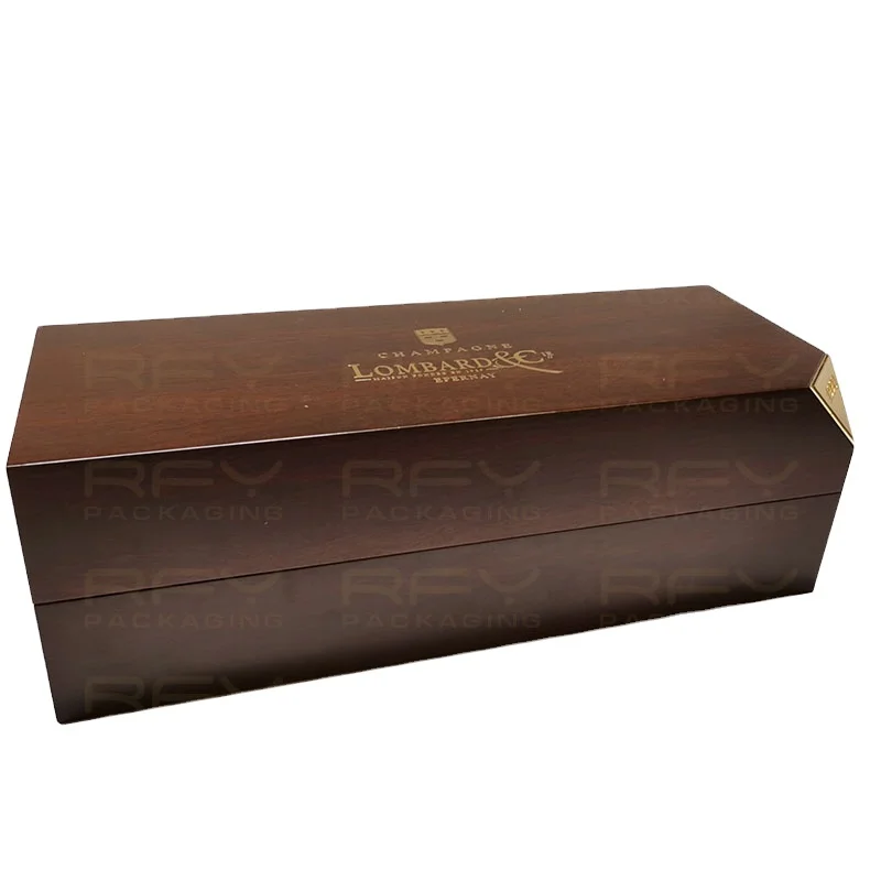 highly quality luxury wooden wine champagne box with natural veneer paper  in matte  Lamination