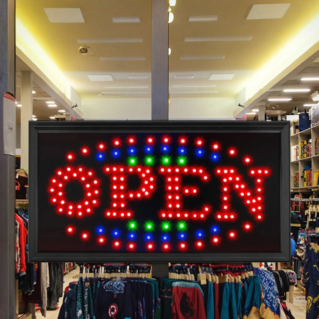 Hot Selling Custom Store Led Advertising Business Signs 19*10 Illuminated Open Sign
