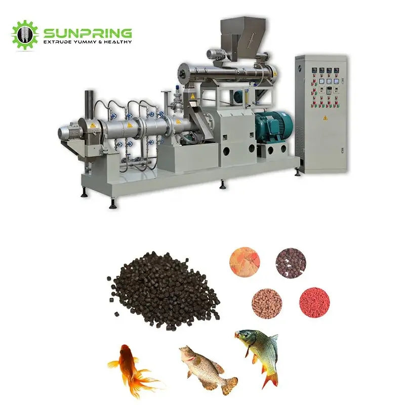 Aquarium equipment fish food processing machine twin screw fish food extruder  floating feed pellet making machine
