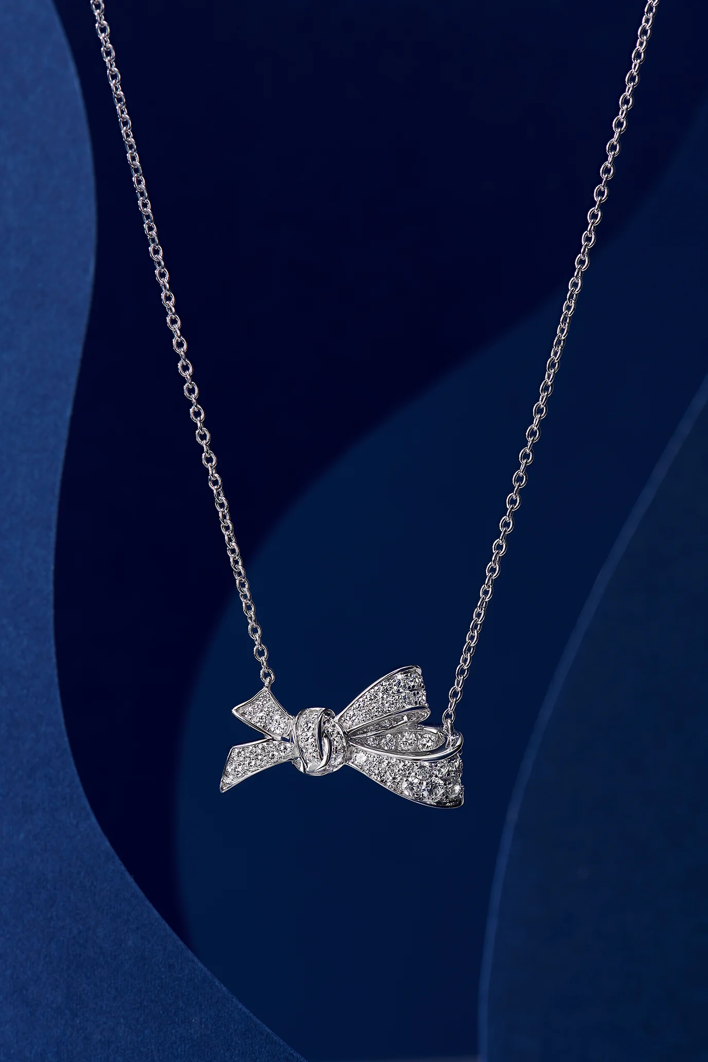 Fast shipping elegant butterfly bow diamond pendant white gold coating necklace 925 sterling silver zircon necklace jewelry