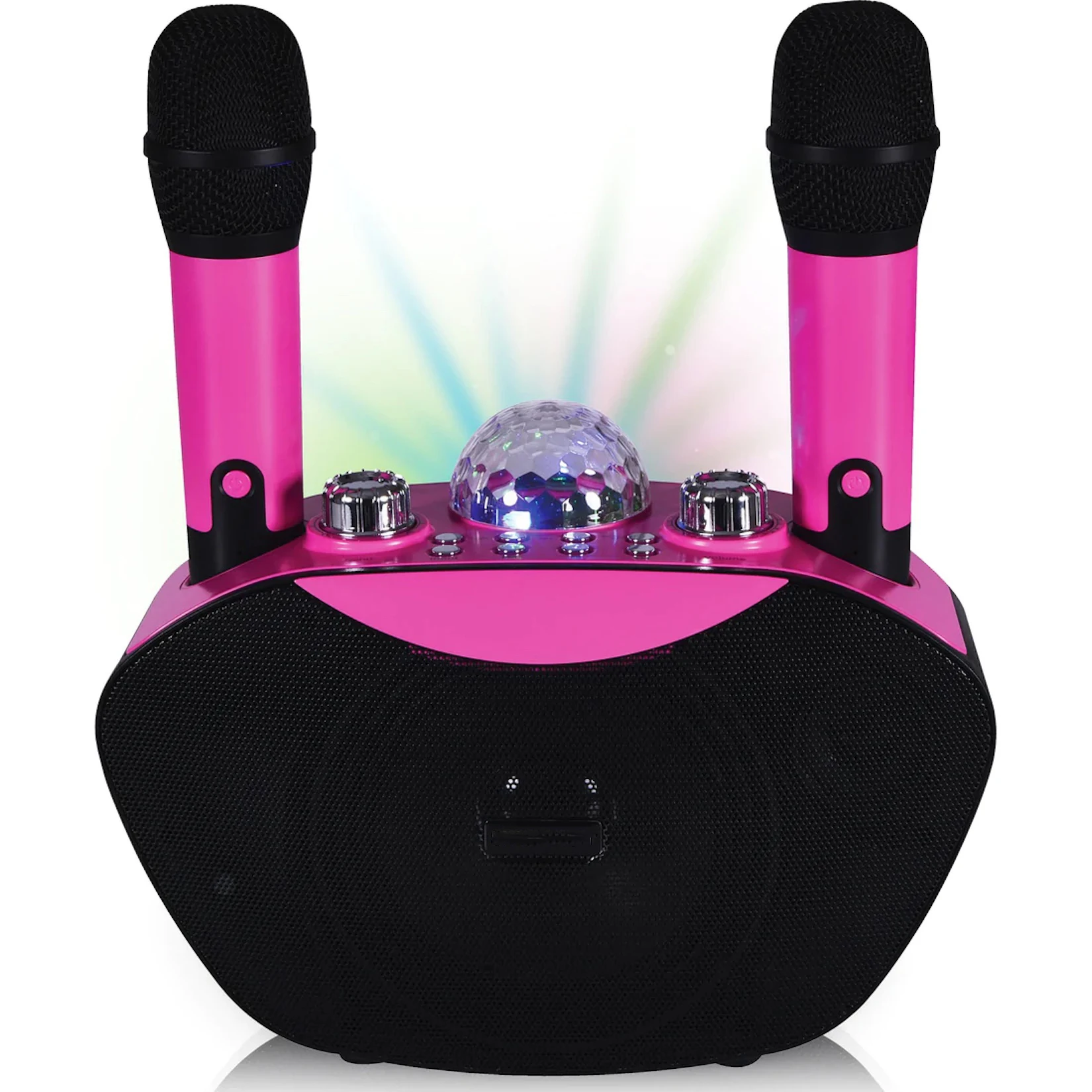 Караоке-машина для взрослых и детей с 2 беспроводными микрофонами, портативные синие динамики, светодиодные лампы, лучший подарок для детей