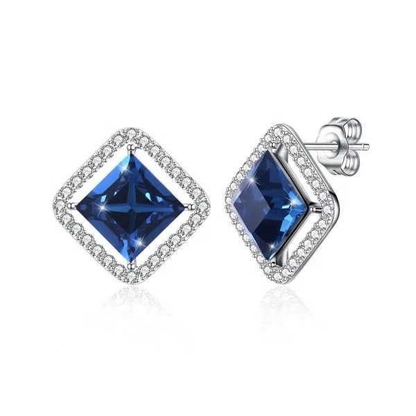 Princess Cut Smoke Zirconium 925 Sterling Silver Stud High Quality Earrings