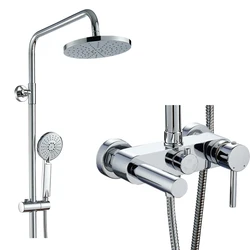 Brass Santary Ware Rain Shower Set With SUS304 Sliding Bar Brass Faucet and ABS Hand shower ABS Shower Head