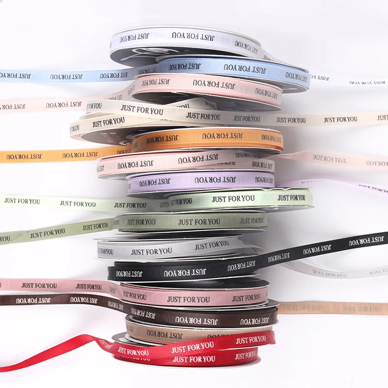 High Quality Custom Logo Just You Bouquet Ribbon Colorful Polyester Satin Ribbon For Gift Packaging