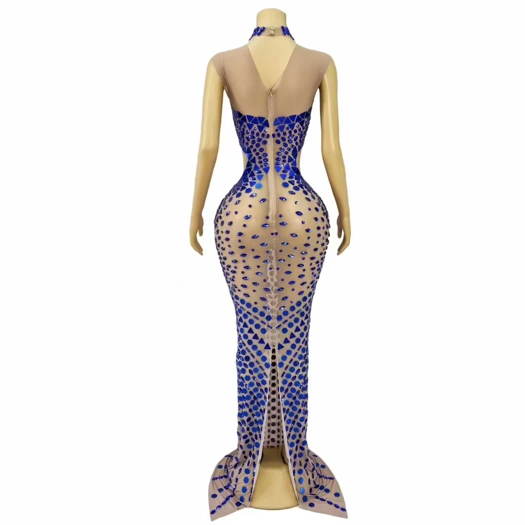 AD1845 Elegant Luxury Ladies Evening Dress Long Sleeve Crystal Rhinestone Embellished High Quality for Parties and Events