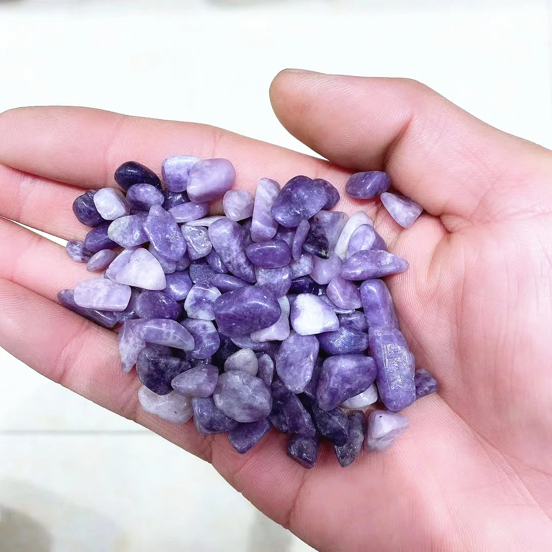 Горячая Распродажа натуральный кристалл лечебный камень Lepidolite чип рейки народные ремесла фиолетовая слюда потертый камень (1600177945945)