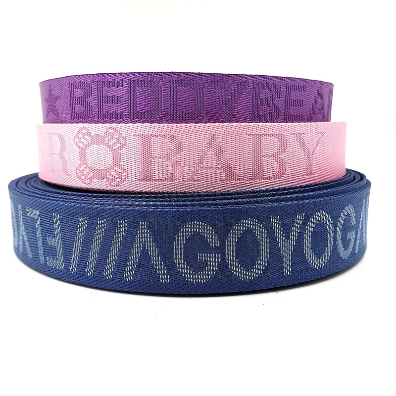 Custom logo woven bead pattern webbing nylon webbing strap soft 25mm 38mm polyester webbing belt