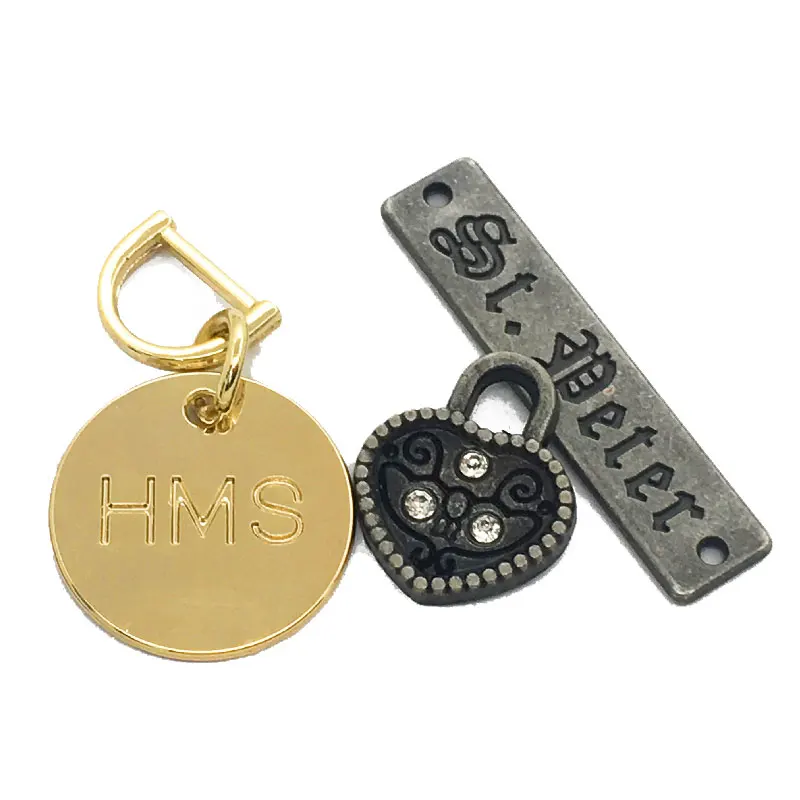 Clothing Brand Luxury Waterproof Circle Custom Logo Tags Label Golden Metal Plates For Swimwear