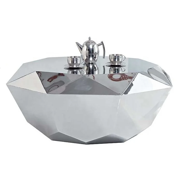 luxury polished Italy design electroplating gold crushed diamond coffee table