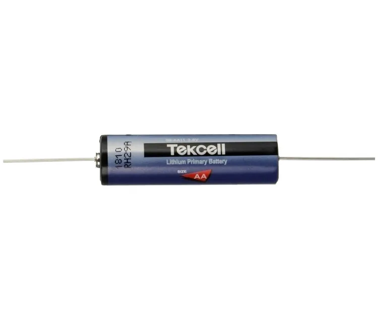 Bobbin Type 14500 Lithium Tekcell Battery 3.6V 2.5Ah With Connectors