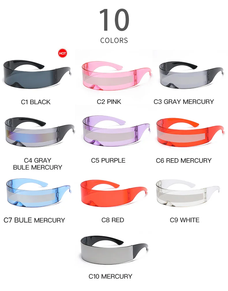 Futuristic Narrow Visor Women Sunglasses Laser Eyeglasses Personality Mirrored Lens Eyewear Glasses integrated Men Sun Glasses