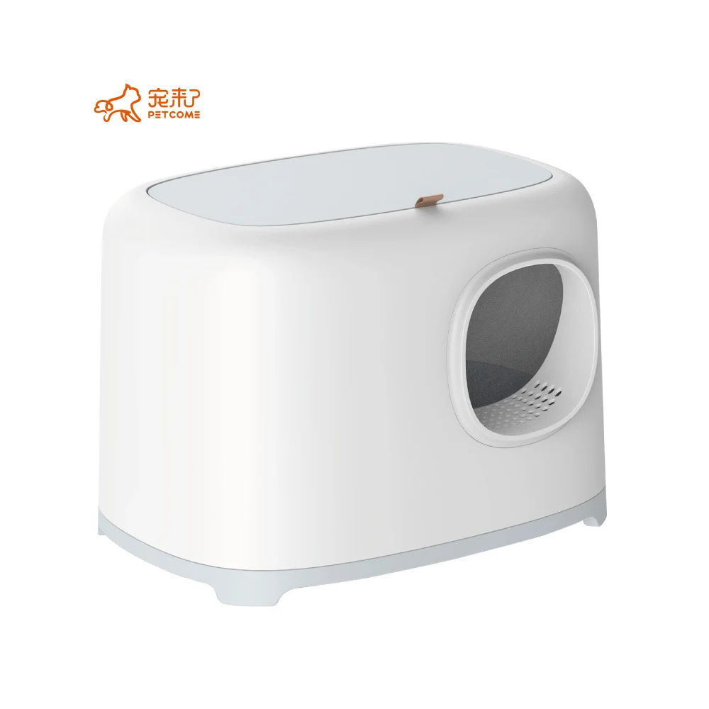 PETCOME Factory Cheap Top Entry Very Large Pet Toilet Semi Closed Cat Litter Box With Sifter